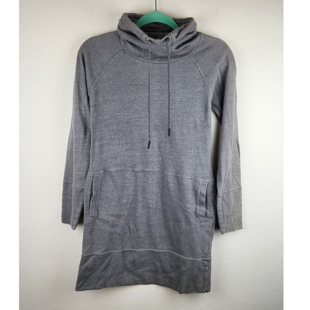 Prana Ellis Long Sleeve Cowl Neck Sweater Dress Pockets Gray sz XS FLAWED